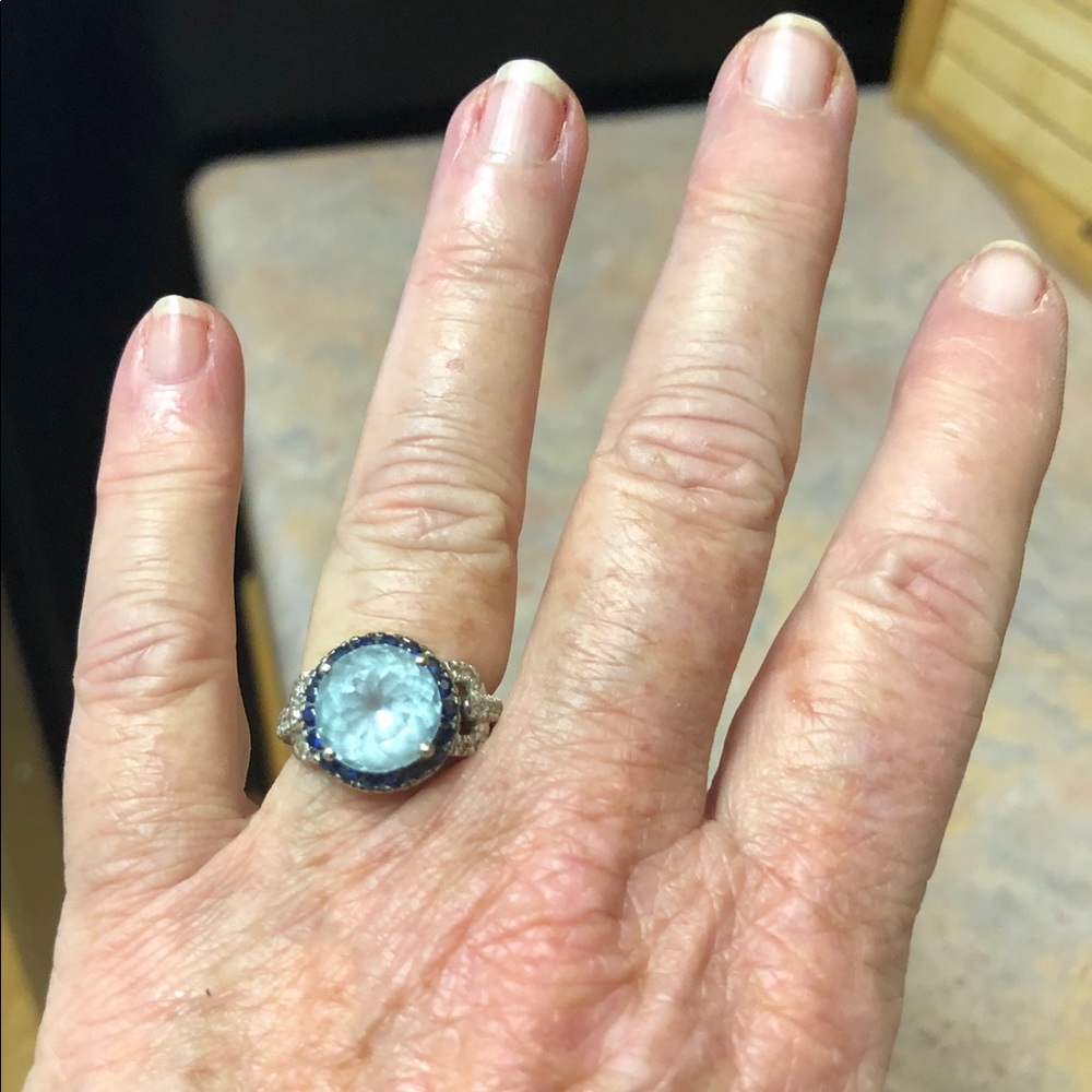 Topaz, sapphire and diamond ring